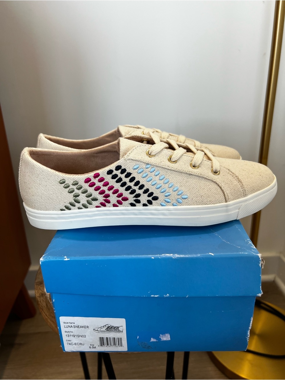 Jack Rogers Women's Luna Canvas Casual Sneakers with Multicolor Stitch